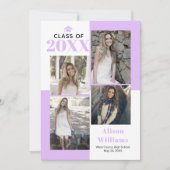 2025年クラス4枚の写真ラベンダー卒業 案内状 (正面)