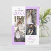 2025年クラス4枚の写真ラベンダー卒業 案内状 (スタンド正面)