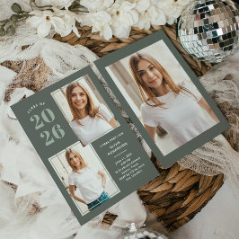 2025年クラス | スリーフォトセージ緑グラードパーティー 招待状