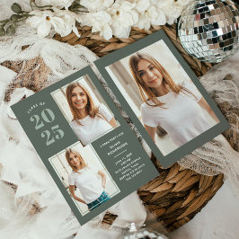 2025年クラス | スリーフォトセージ緑グラードパーティー 招待状