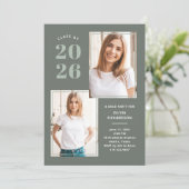 2025年クラス | スリーフォトセージ緑グラードパーティー 招待状 (スタンド正面)