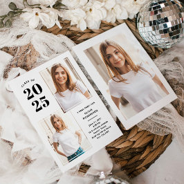 2025年クラス | フォトブラックとホワイトグラードパーティー 招待状