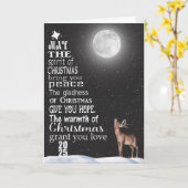 2025年クリスマスの鹿と月の木 カード (黄色い花)