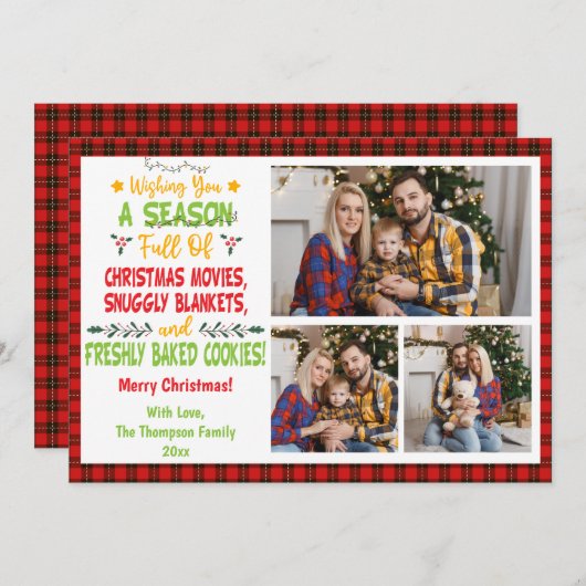 2025年クリスマス映画のシーズン3家族の写真 シーズンカード (正面/裏面)