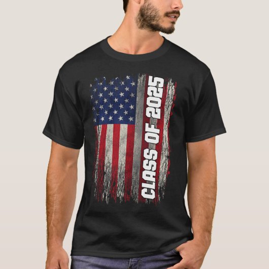 2025年シニアおもしろい2025年アメリカ国旗のクラス Tシャツ (正面)