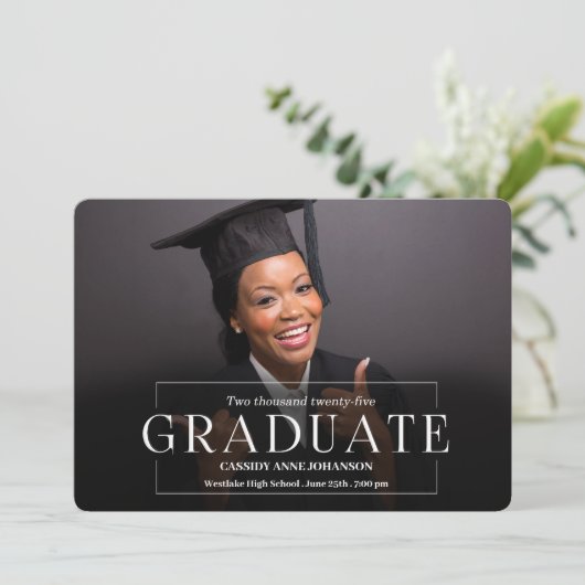 2025年シンプル卒業のエレガンス写真教室 招待状 (スタンド正面)