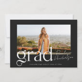 2025年シンプル卒業の白黒クラス 案内状 (正面)