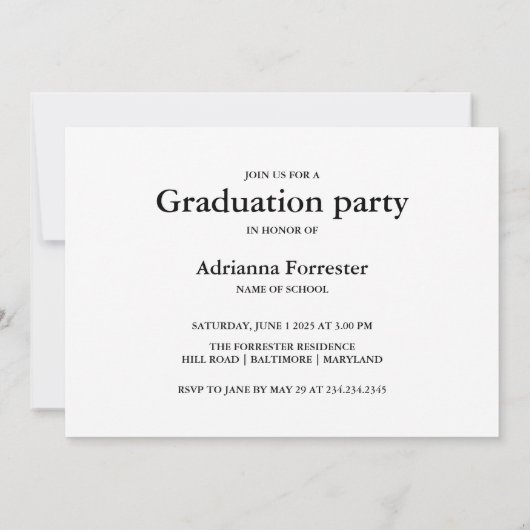 2025年シンプル卒業はっきりした写真部会の授業 招待状 (裏面)