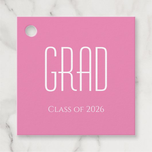 2025年シンプル卒業パーティーかわいいピンク フェイバータグ (正面)