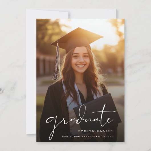 2025年シンプル卒業写真の発表と招待状 招待状 (正面)