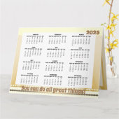 2025年シンプル折りカードと可愛いカレンダー カード (黄色い花)