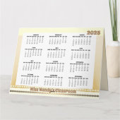 2025年シンプル折りカードと可愛いカレンダー カード (裏面)