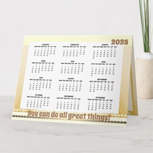 2025年シンプル折りカードと可愛いカレンダー カード (正面)