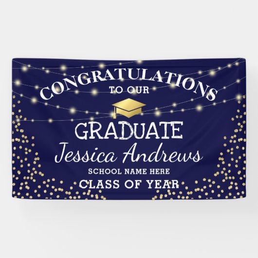 2025年スタイリッシュの海軍と金ゴールドのクラス卒業 横断幕 (横)