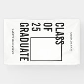 2025年スタイリッシュクラス白写真卒業 横断幕 (横)