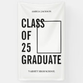 2025年スタイリッシュクラス白写真卒業 横断幕 (縦)