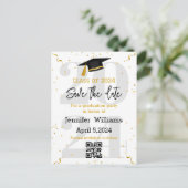 2025年スタイリッシュqrコードの卒業日を保存する 案内ポストカード (スタンド正面)