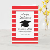 2025年ストライプの卒業の赤クラス カード (黄色い花)