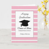 2025年ストライプの卒業ピンククラス カード (黄色い花)