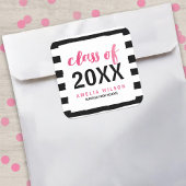 2025年ストライプ卒業のシックな黒いピンクのクラス スクエアシール