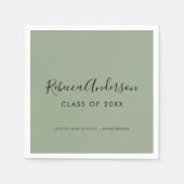 2025年セージグリーン卒業パーティーのクラス スタンダードカクテルナプキン (正面)
