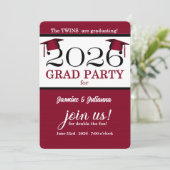 2025年ツイン院赤ピンストライプ写真卒業 招待状 (スタンド正面)