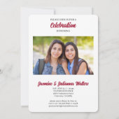 2025年ツイン院赤ピンストライプ写真卒業 招待状 (裏面)