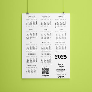 2025年ドイツ語カレンダー フルイヤーカレンダー QRコード付き 招待状