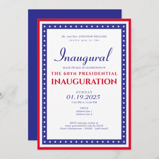 2025年ドナルド・トランプ大統領就任式パーティー 招待状 (正面/裏面)