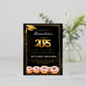 2025年ドーナツと度卒業招待状 箔招待状ポストカード (立ち正面)