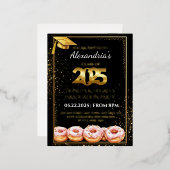 2025年ドーナツと度卒業招待状 箔招待状ポストカード (正面/裏面)