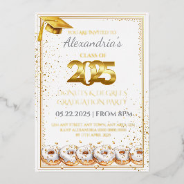 2025年ドーナツと度卒業招待状 箔招待状