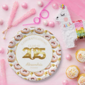 2025年ドーナツと度金ゴールド卒業 ペーパープレート (パーティー)