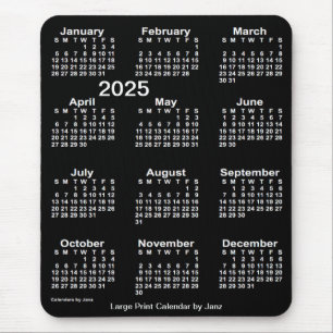 2025年ネオンホワイトラージプリントカレンダー(Janz) マウスパッド