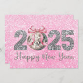 2025年ハッピーニューイヤーディスコボールピンクリボン シーズンカード (正面/裏面)