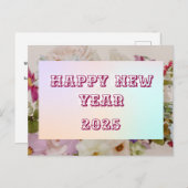 2025年ハッピーニューイヤーフローラカスタムピンクビジネス シーズンポストカード (正面/裏面)