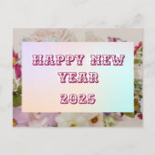 2025年ハッピーニューイヤーフローラカスタムピンクビジネス シーズンポストカード (正面)