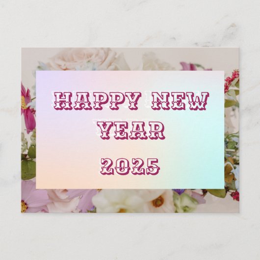 2025年ハッピーニューイヤーフローラカスタムピンクビジネス シーズンポストカード (正面)