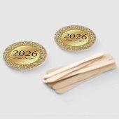 2025年ハッピーニューイヤー、金ゴールドメタリック輝き ハンドファン (組立なし)