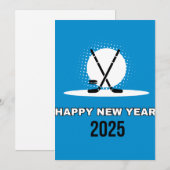 2025年ハッピー・ニューイヤー・ホッケー・ホリデーカード シーズンカード (正面/裏面)