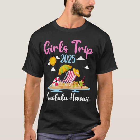 2025年ハワイ ホノルル ビーチ 女子旅 サマー バケーション Tシャツ (正面)