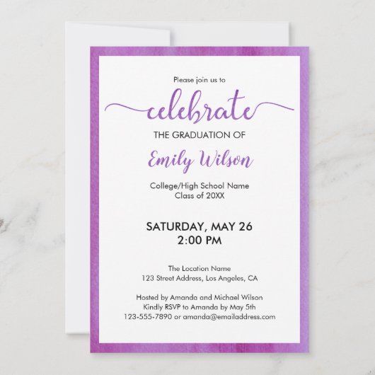 2025年バイオレット卒業パーティーのクラス 招待状 (裏面)