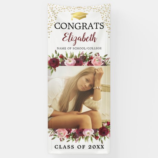 2025年バーガンディ卒業ドアのクラス 横断幕 (縦)