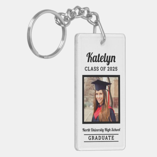 2025年パーソナライズされたの卒業写真の白組 キーホルダー (正面左)