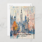 2025年パーソナライズされたニューヨーク・マンハッタン年賀状 シーズンポストカード (正面/裏面)