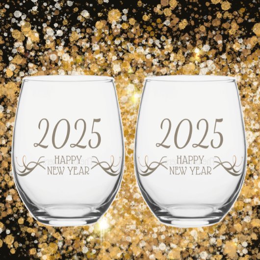 2025年パーソナライズされたモダンお正月おめでとう ステムなしワイングラス