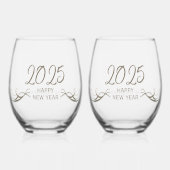 2025年パーソナライズされたユニークお正月おめでとう ステムなしワイングラス (正面)