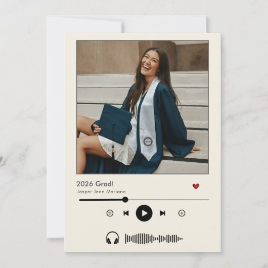 2025年パーソナライズされた卒業の音楽プレーヤークラス 招待状 (正面)