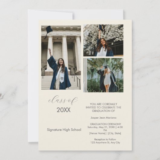 2025年パーソナライズされた卒業の音楽プレーヤークラス 招待状 (裏面)