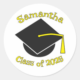 2025年パーソナライズされた卒業ハットイエローのクラス ラウンドシール
